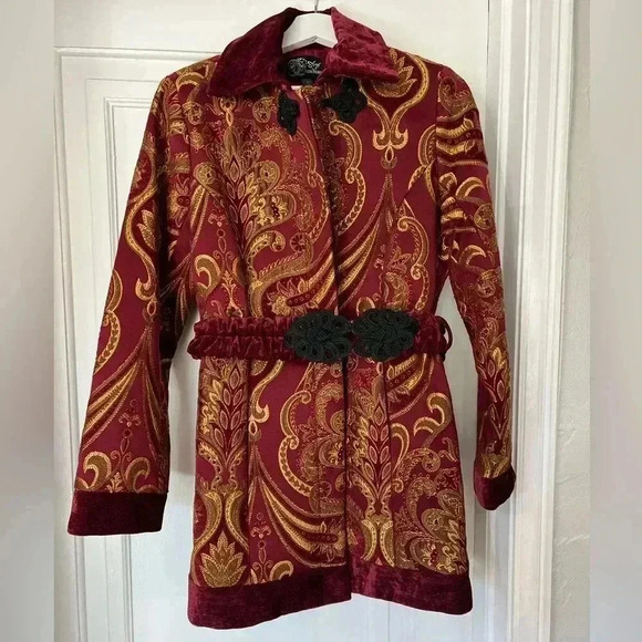 NWT Sharif 1827 Couture Red & Gold Brocade Jacket - Size M coat christmas - Picture 2 of 14